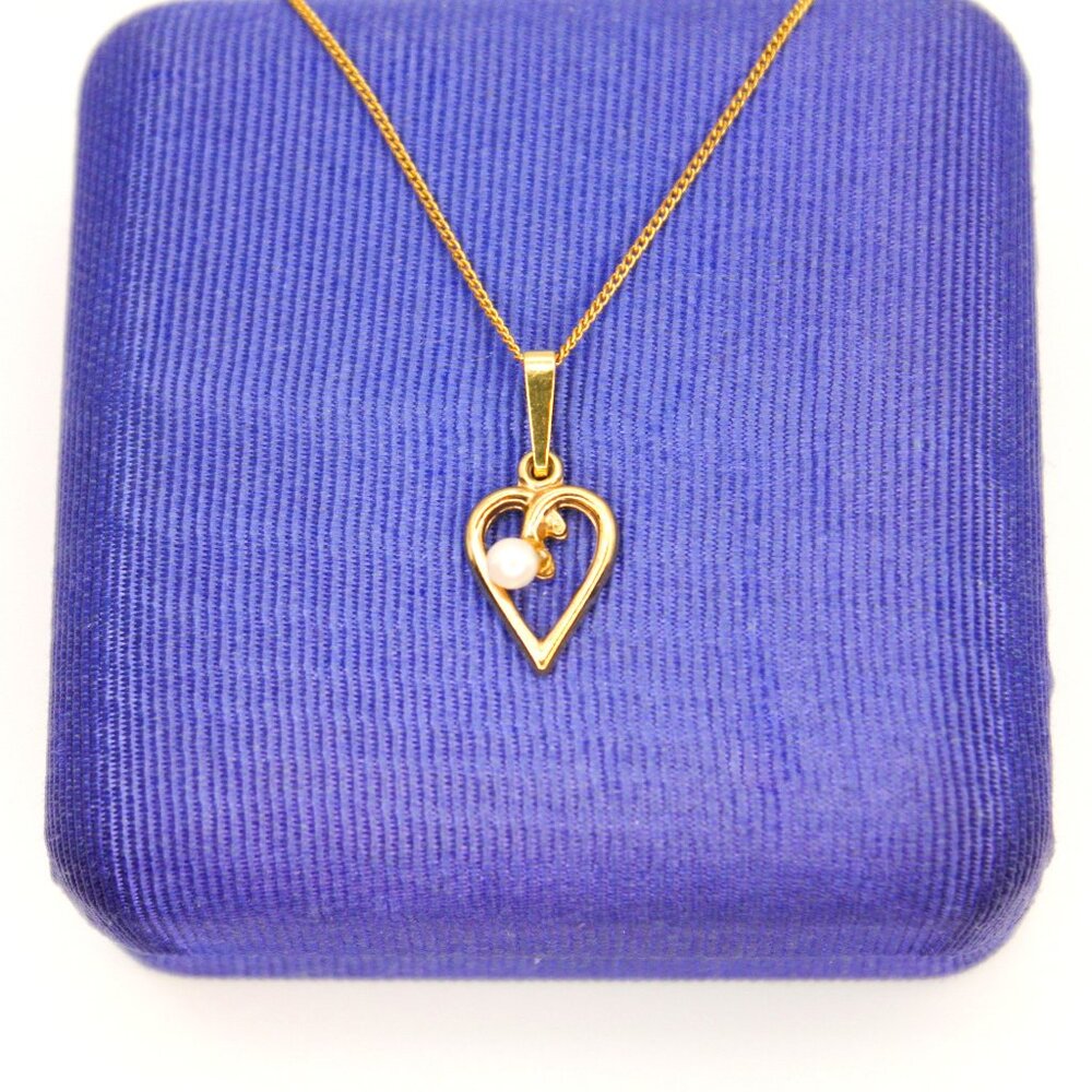 Vintage 1/20 14K Gold Filled ENGEL BROTHERS Open Heart Pendant Necklace 18"